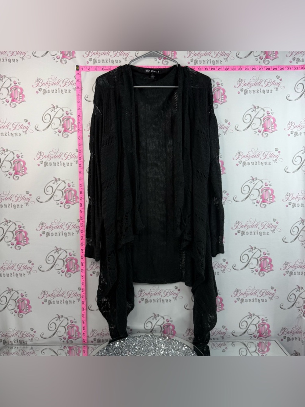 Say What? Cardigan sweater knit Draped Knit Cardigan / Sweater Black Open-Front